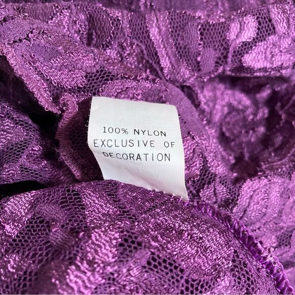 Vintage Cinema Etoile Purple Lace Nightie Nightgown Slip Chemise Large - Picture 7 of 10